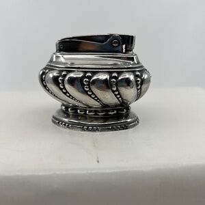 MidCentury American Silver Plate Art Deco Crown Table Lighter by Ronson